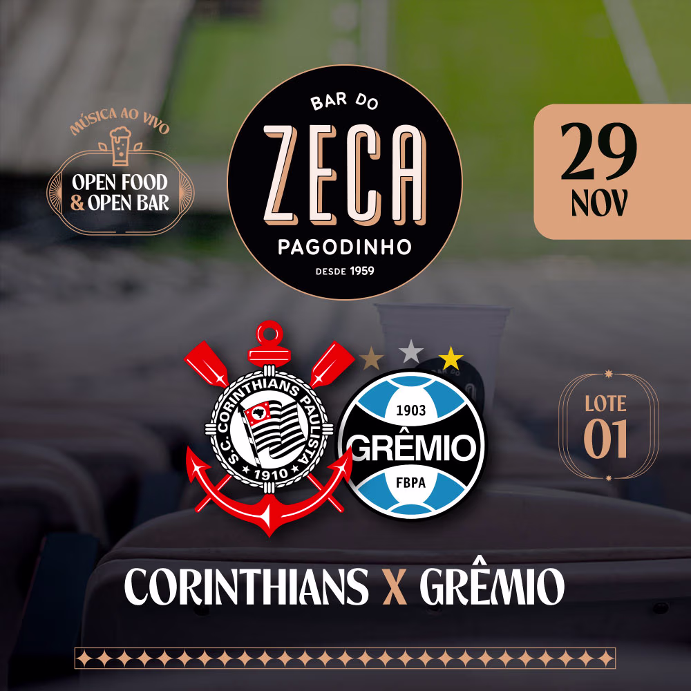 Cadeira + Experiência - Combo Família 2 (2 adultos + 2 crianças até 11 anos) - Corinthians x Grêmio (À Confirmar) - 1º Lote